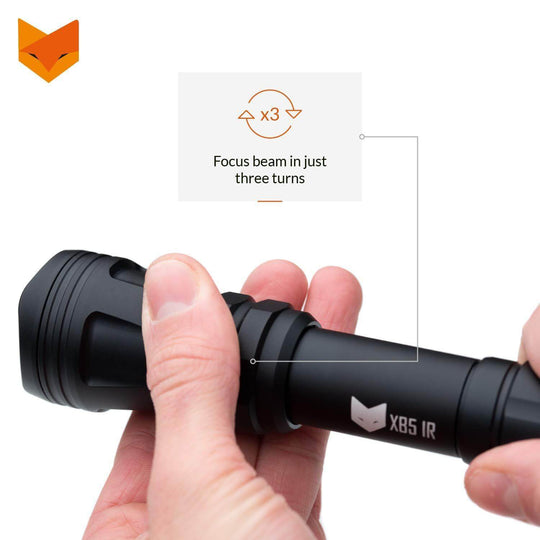 Nightfox XB5 940nm Low Glow Infrared LED Flashlight | FOCUS BEAM IN JUST THREE TURNS